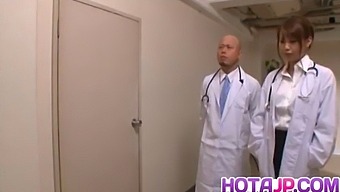 Arisa Ebihara Receives Medical Treatment From Three Doctors Who All Take Turns Fucking Her After She Gives Them All A Blowjob
