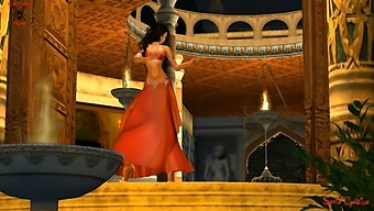 Fantasy Girl In Red Belly Dance Costume