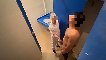 I Sneak Into The Locker Room To Jerk Off, But The Cleaning Girl Catches Me And Gives Me A Blowjob