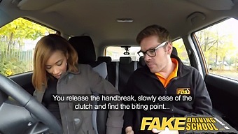 African-American Teen Receives Free Lessons And Creampie At A Fake Driving School