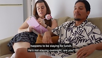 Redhead Martina'S Provocative Encounter With Her Father'S Associate In Uniform