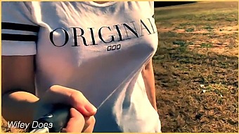 Wife Enjoys A Stroll At The Golf Course Without A Bra