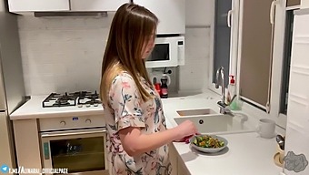 Stepmom Gives A Handjob To Her Son While Commenting On His Penis Size
